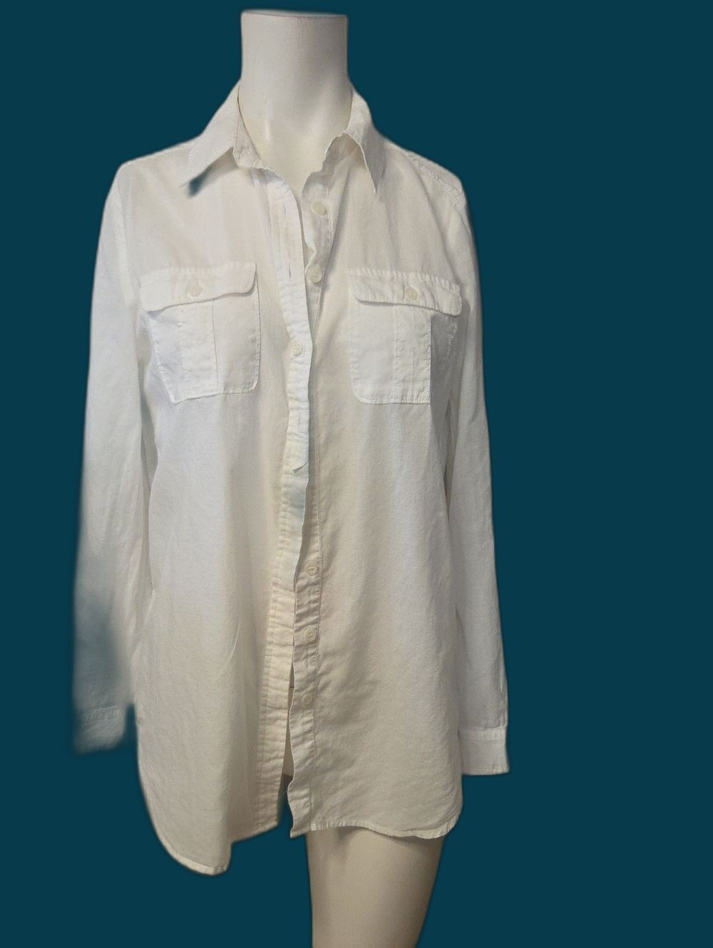 Chico's White Button-Front Shirt with Chest Pockets Size 0 [1674]